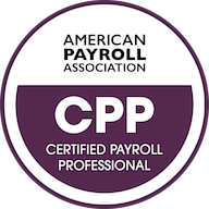 A CPP badge from the American Payroll Association